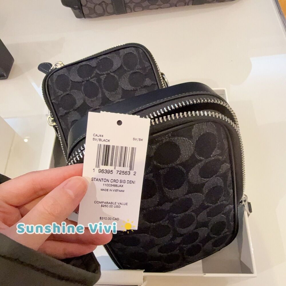 NWT Coach Stanton Crossbody In Signature Denim Silver /Black CAJ44 - Picture 8 of 9